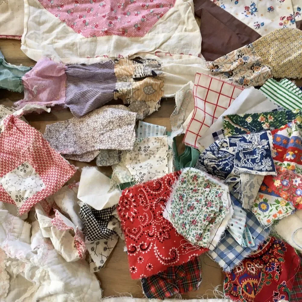 Quilt Block Salvage from old blankets & other blocks Vintage Find - Picture 3 of 12